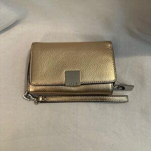 Lodis Metallic Gold Wristlet Clutch